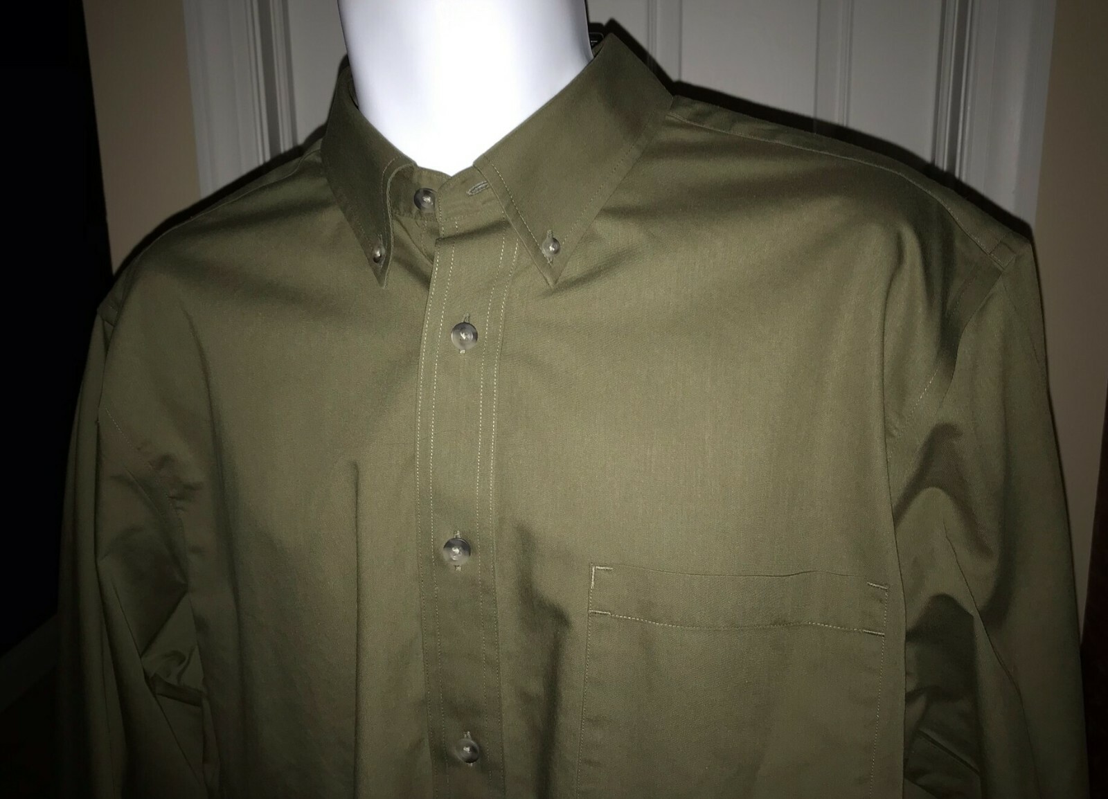 NWOT Cabela’s Nanotex Olive Green Cotton Long Sleeve Button Down Shirt Large Reg