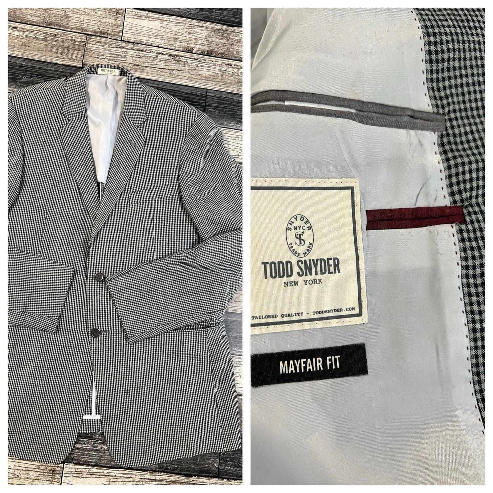 Todd Snyder 100 Linen Mayfair Fit Sports Coat 42L Ghingham Check