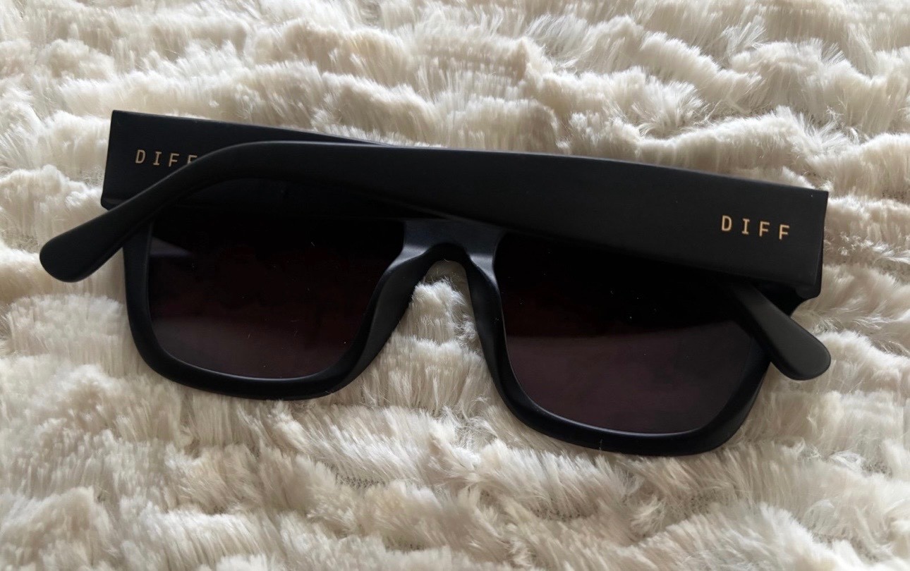 Diff Eyewear Sunglasses Bella II Matte Black Lavender Lens New