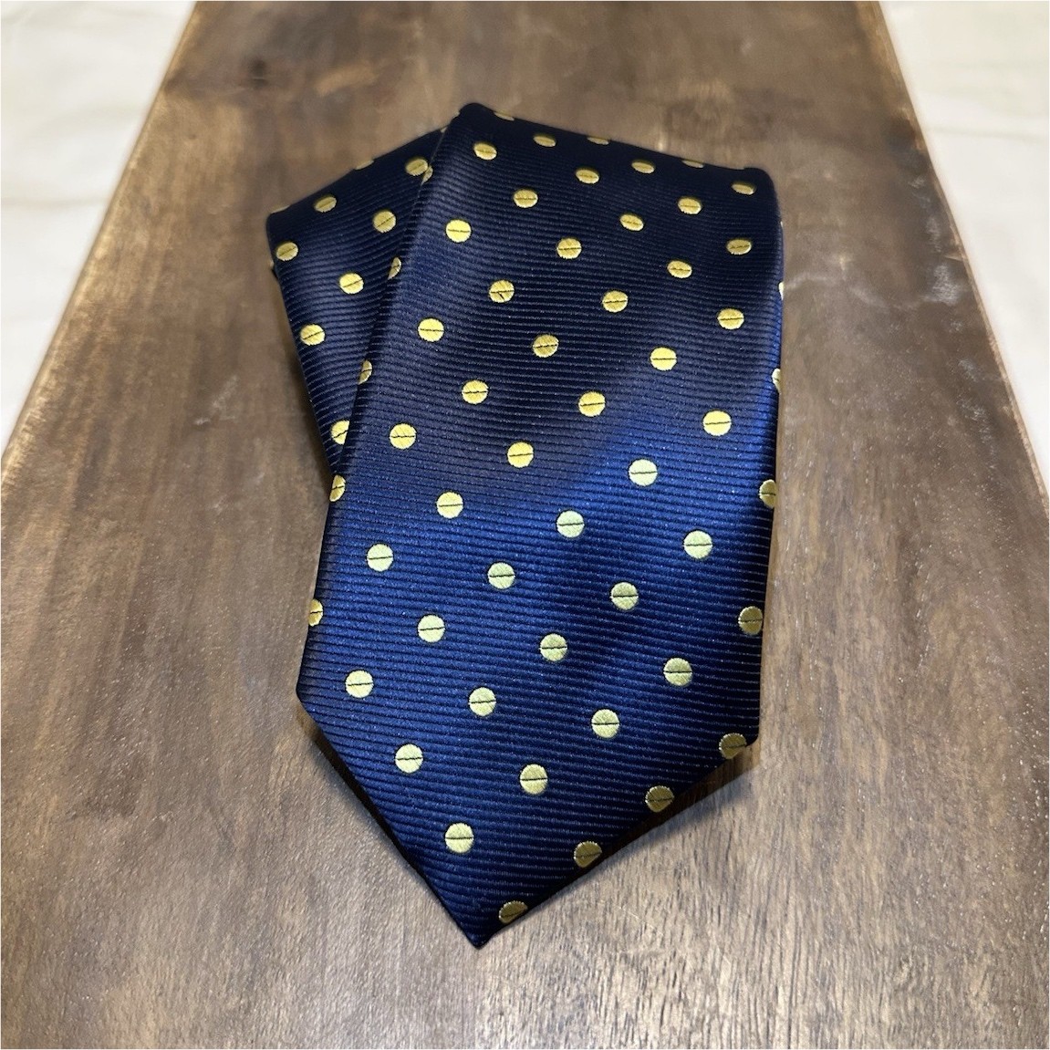 U.S. Polo Assn. Men’s Designer Polka Dot Silk Tie Navy Yellow Logo Neckwear