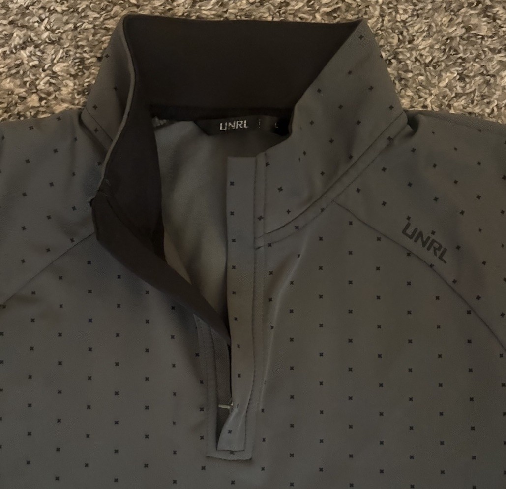 UNRL Highlands Quarter Zip – Forest Green + Black X-Dot Print Men’s Large