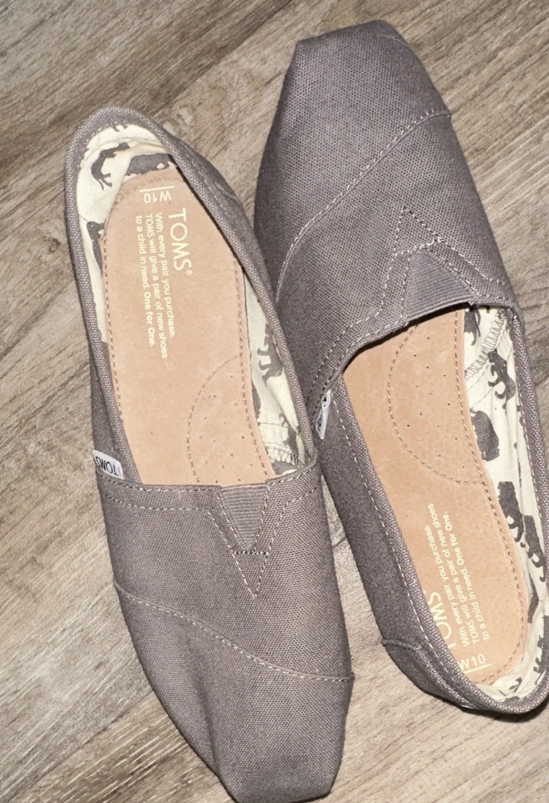 TOMS Alpargata Women’s Gray Canvas Slip-On Flats US 10 Almond Toe