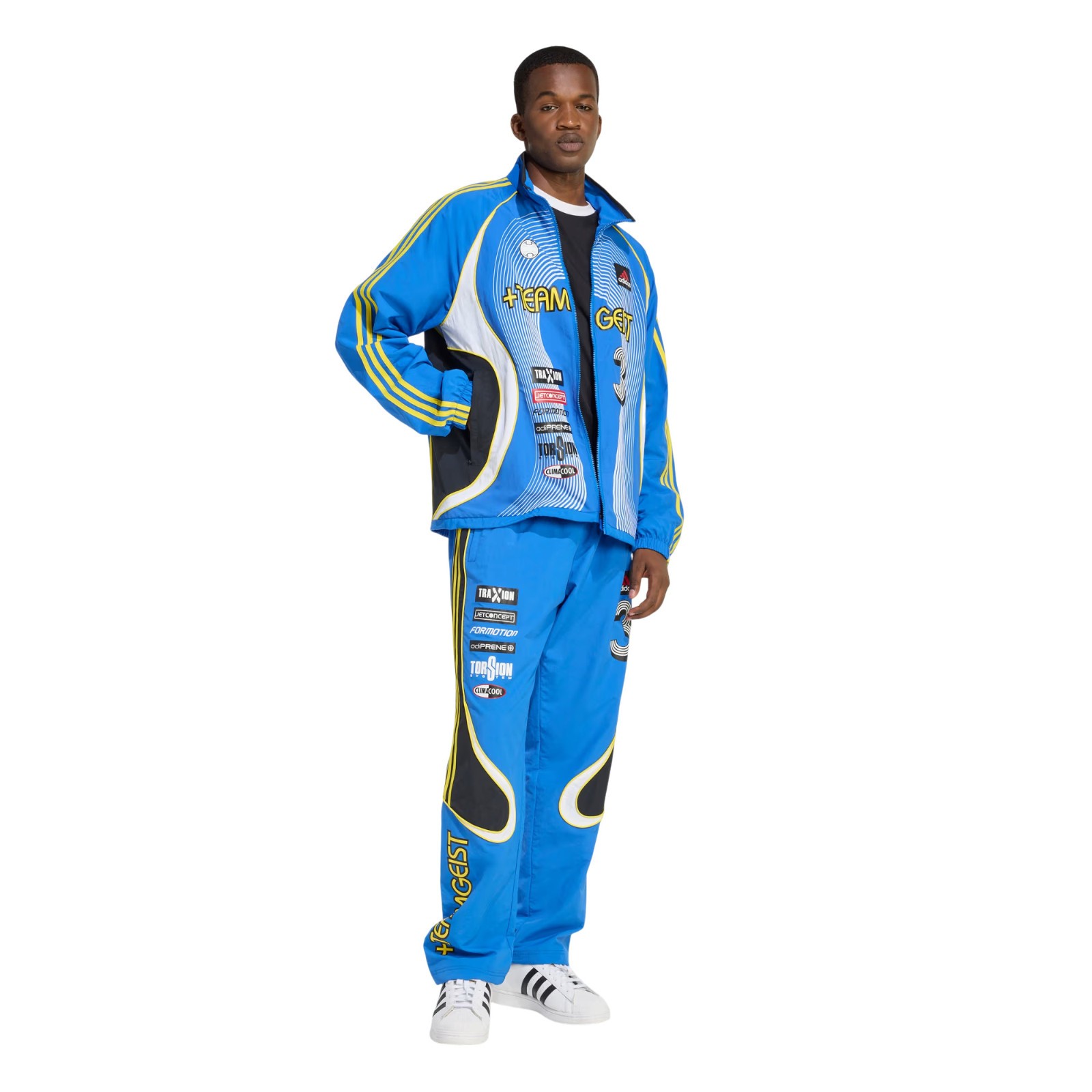 Men’s Adidas Originals Blue Black Teamgeist Moto Jacket & Pants Track Suit New