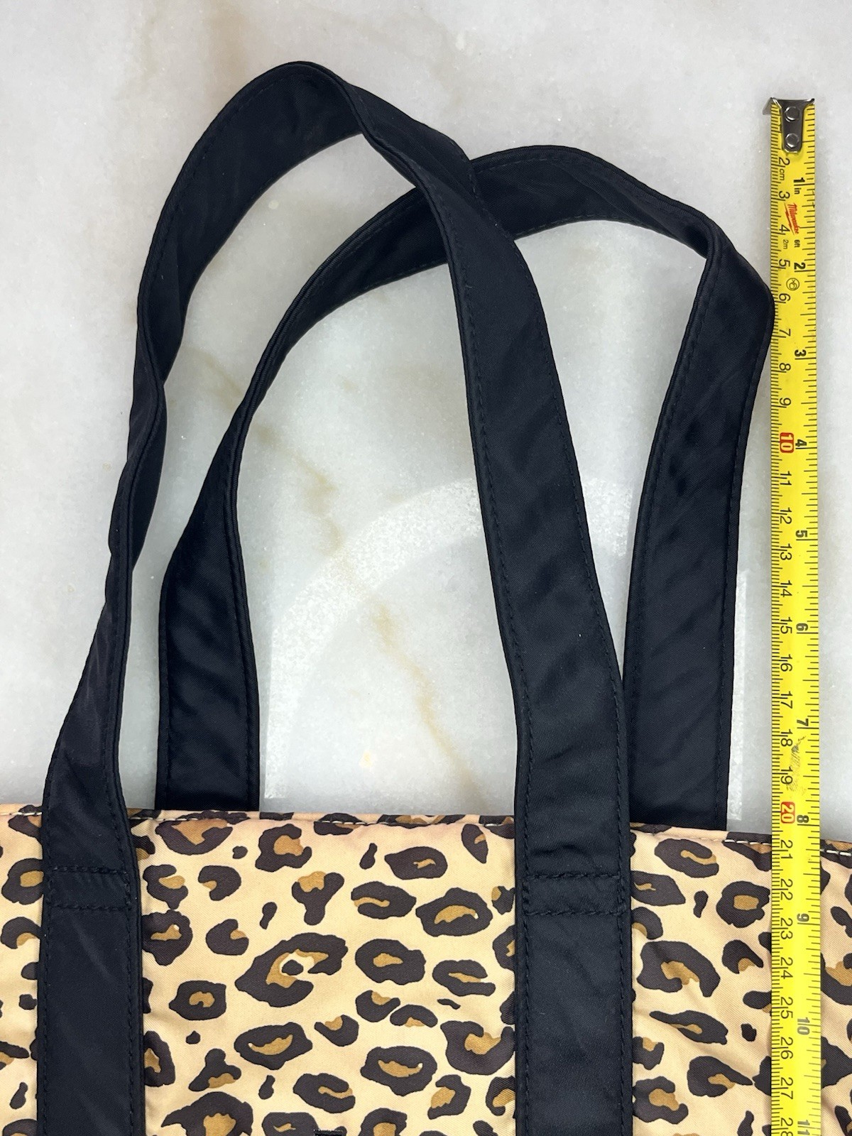 Lauren Ralph Lauren Leopard Print Tote Bag Black Trim & Handles Travel Resort