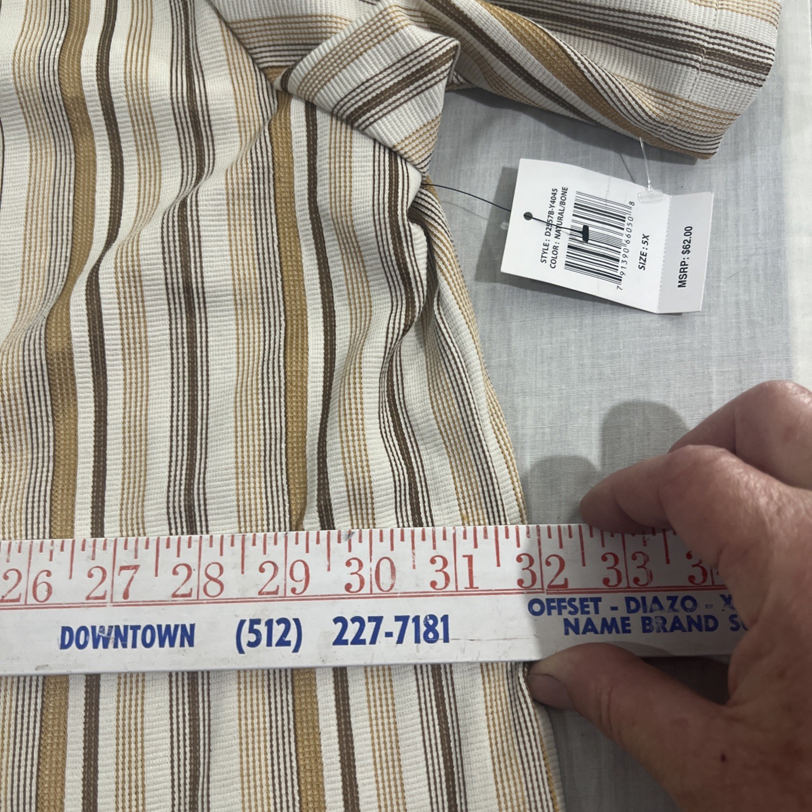 Dr Social Club Men’s 5X Casual Button Up Shirt Brown Striped Poly/spandex Blend