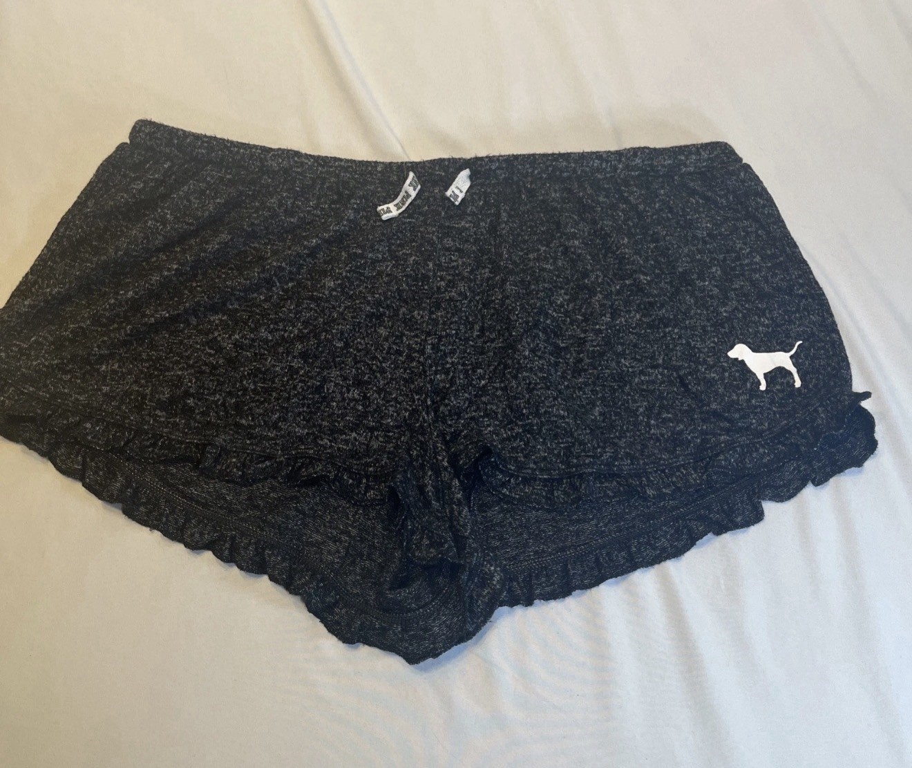 Pink Victorias Secret Black Lounge Shorts Size Large Ruffle Sleep Wear