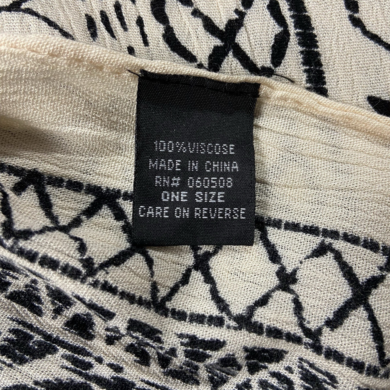 Angie Long Kimono Duster Ivory Black Print Women OS Boho Chic Beachcore Festival