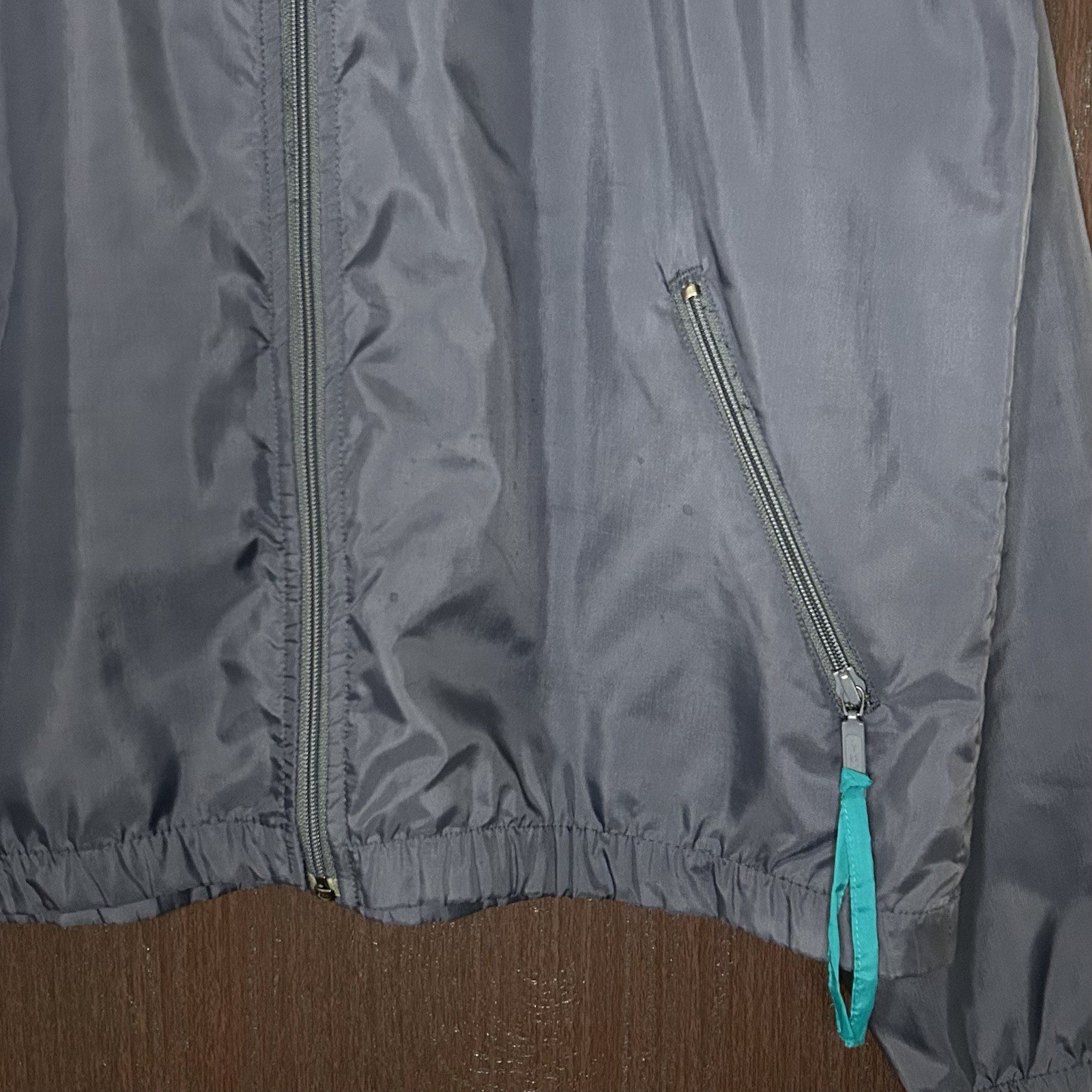 Vintage 80s Columbia Color Block Windbreaker Jacket Mens Medium Nylon Teal Grey