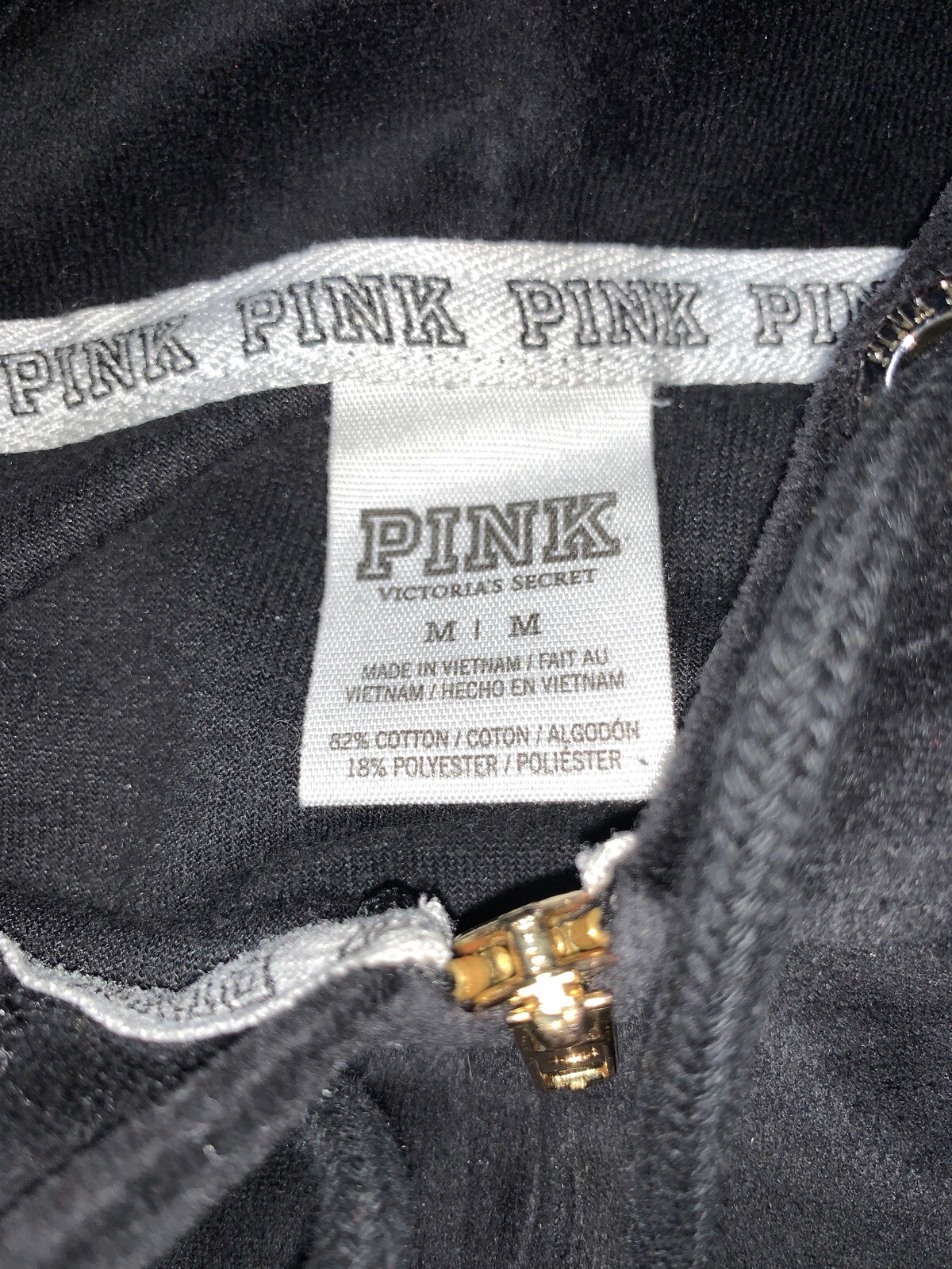 Preowned- PINK Full Zip Athlesiure Sequins Logo Hoodie Womens (Size M)