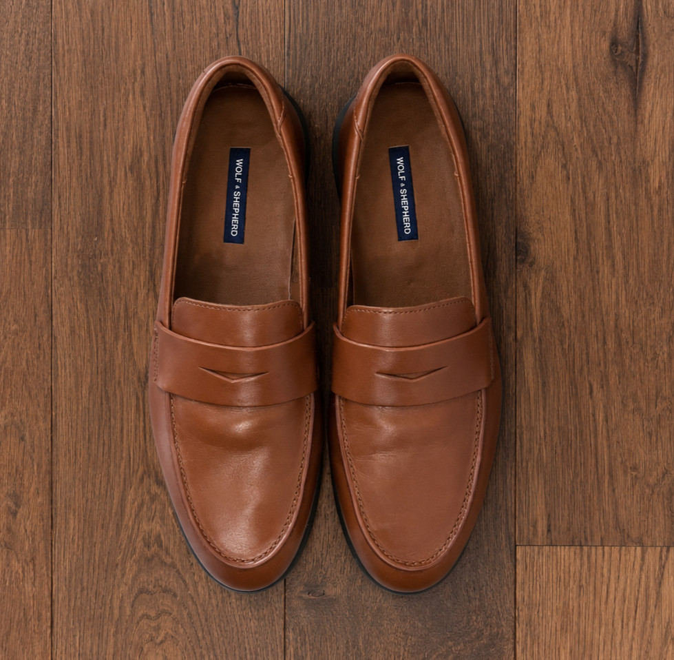 Wolf & Shepherd Coast Loafers Mens 11 Brown Leather Penny Shoes EU 44 NWOB
