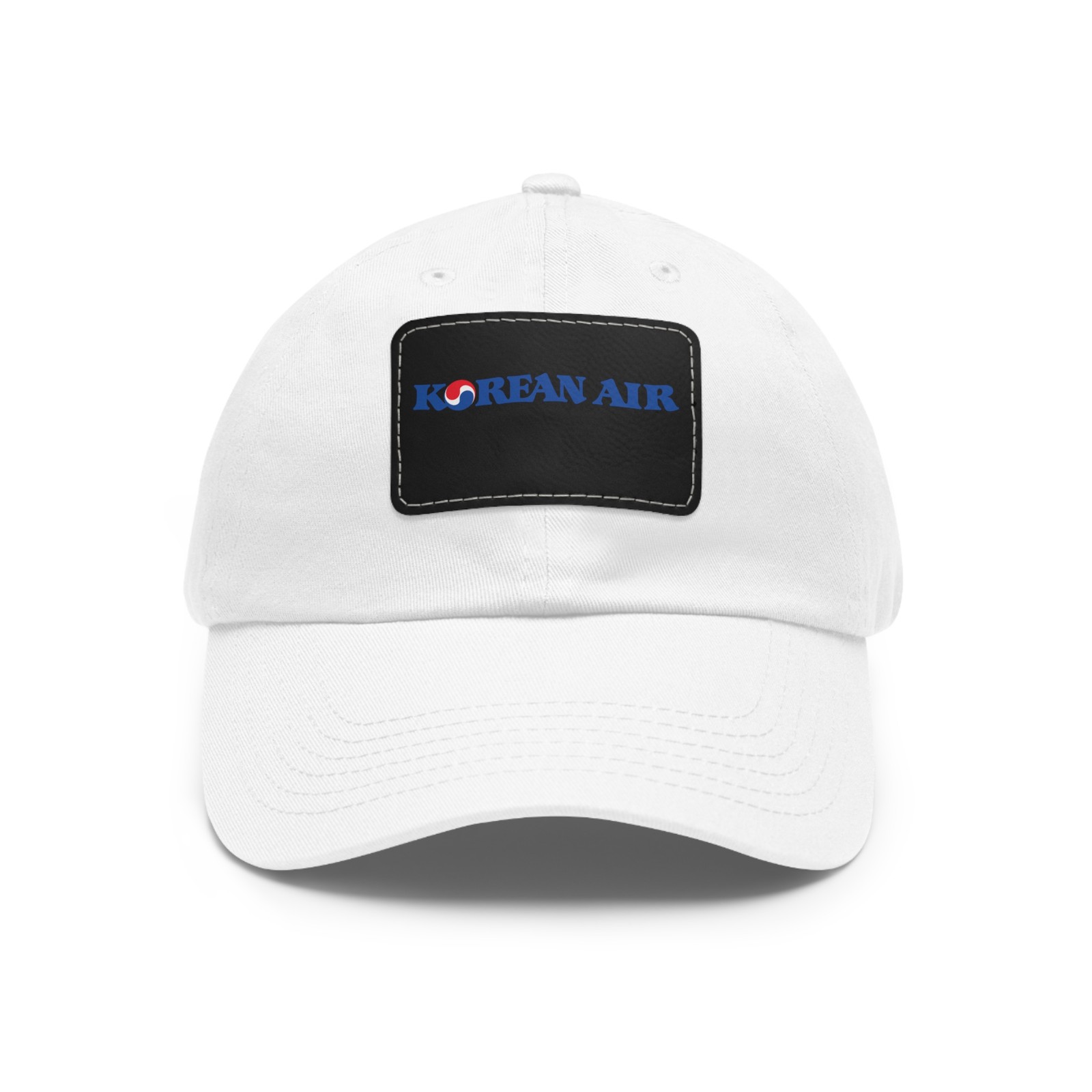 Retro Korean Air Airlines Logo Vintage Aviation Airline Dad Hat w/ Leather Patch