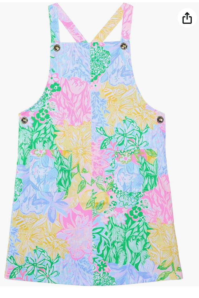 NWOT Lilly Pulitzer Girls 12 Pink Multicolor Floral Overalls PRECIOUS