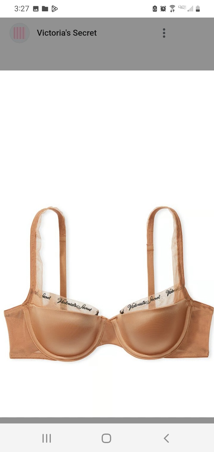 NEW 54$ Victoria’s Secret Logo Embroidery sheer lined Balconette Bra 32 (DDD) F