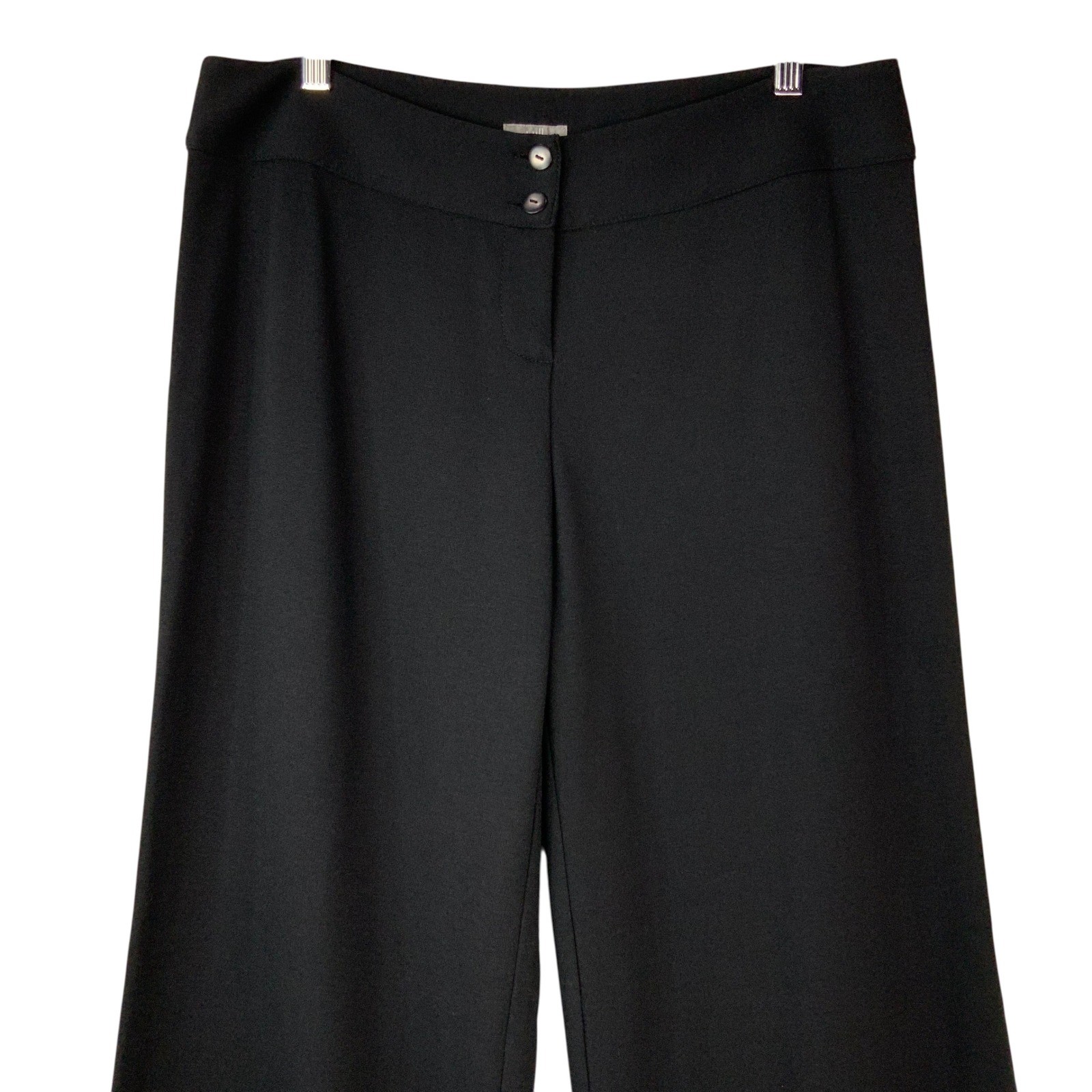 J. Jill Black Wide Leg Pants 12P Button Zip Fly Mid Rise Stretch Trousers NEW