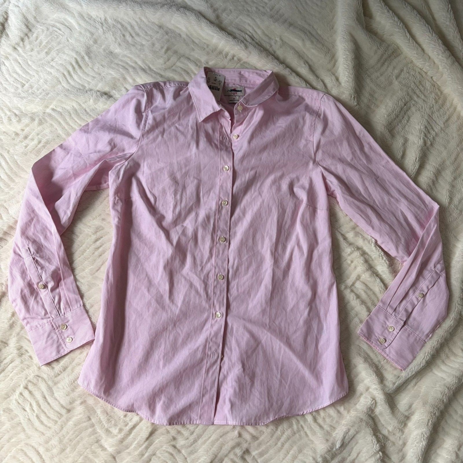 NWT J.Crew Factory Classic Button-Up Shirt Pink Pinstripe Size Medium