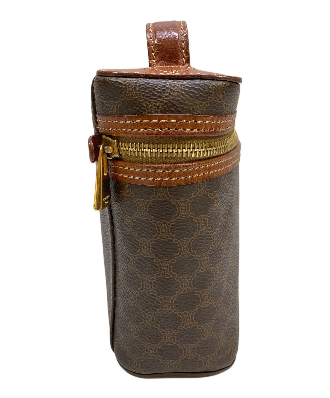 CELINE Vanity Bag Macadam Pattern Handbag Brown All-Over Print MC96 Women’s Auth