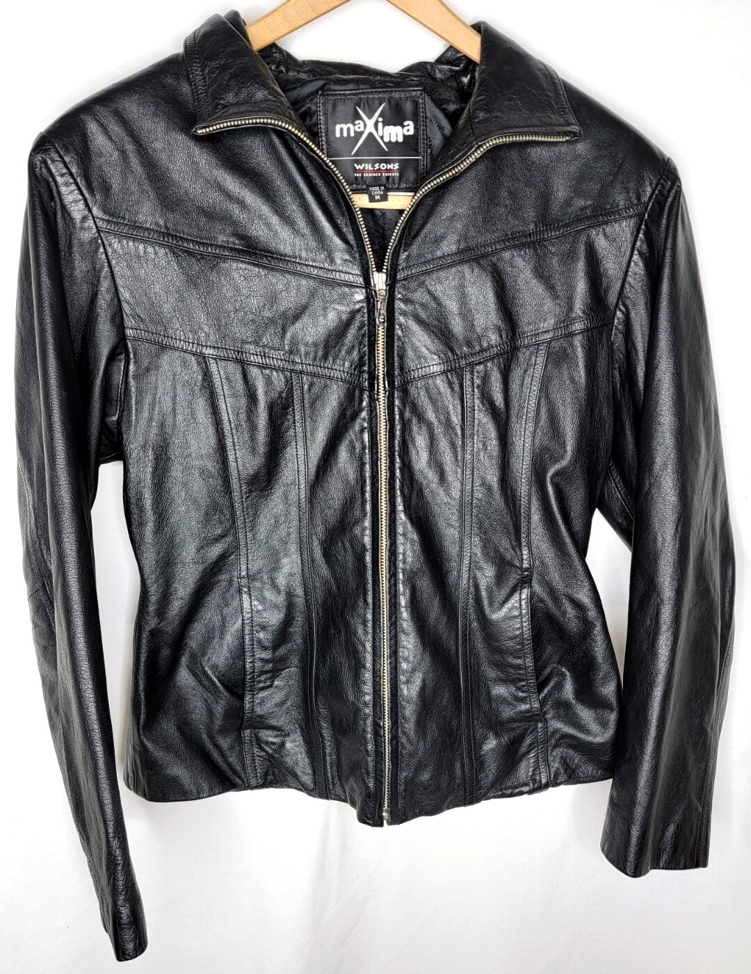 Wilsons Leather MAXIMA Zip Front 100% Leather Jacket, Size M Gently Pre-owned
