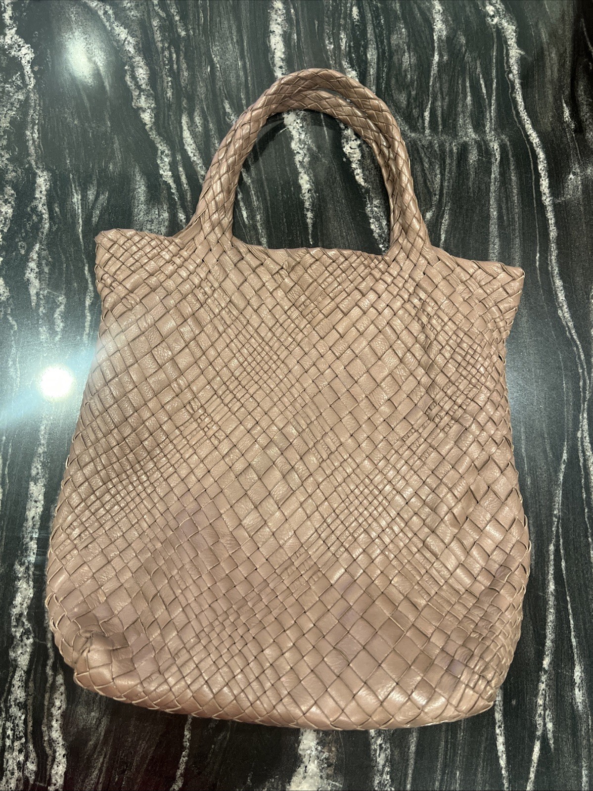 FALOR Italian Genuine Leather Handbag Woven Made in Italy w/ Attached Coin Purse