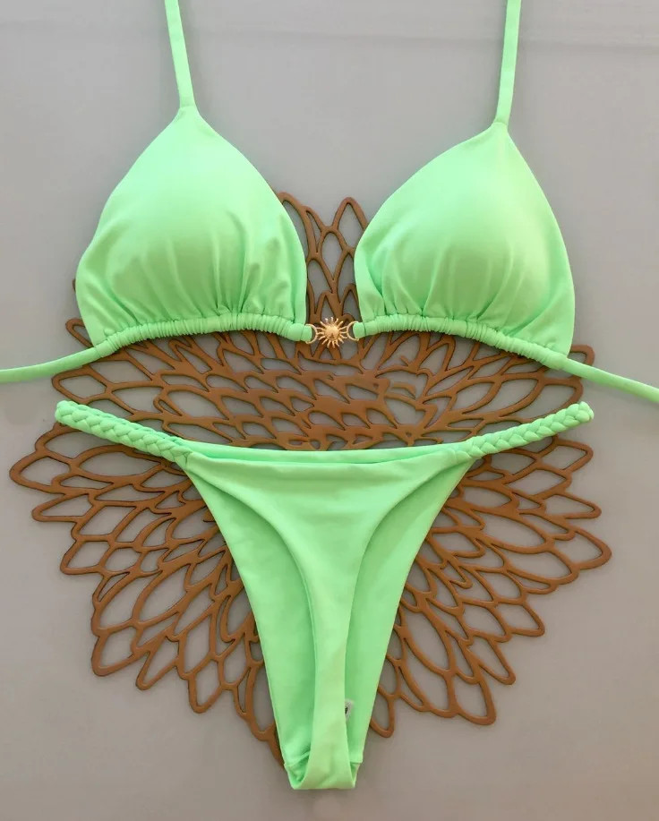 Womens Sexy Leopard String Bikini Push Up Brazilian Swimwear Thong Bathing Suits