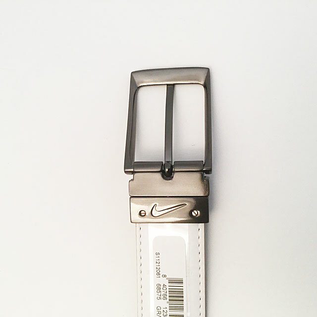 NIKE GOLF MEN’S LEATHER REVERSIBLE STITCH BELT SZ: 34 (FITS W32) GREY/WHITE 308