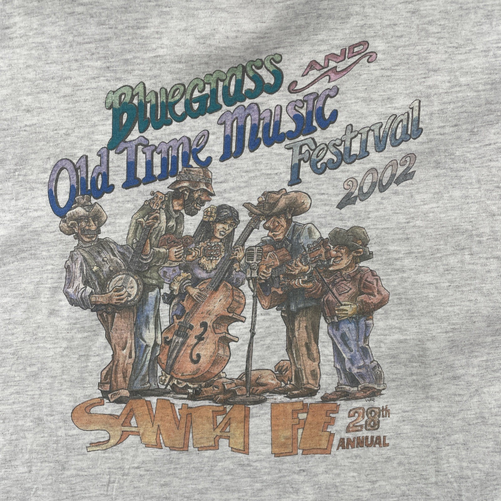 Vintage Hanes Beefy-T Men’s XL Gray T Shirt 2002 Santa Fe NM Bluegrass Festival