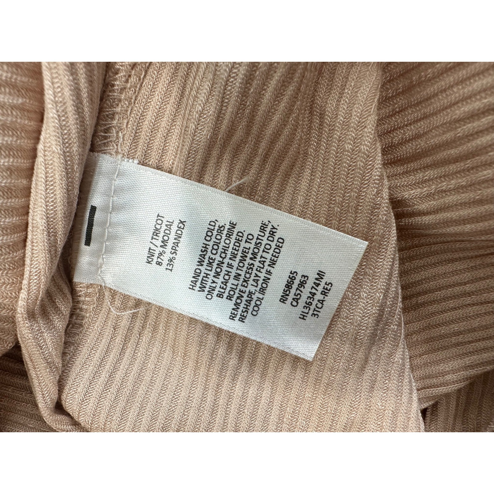 Trouvé Womens Ribbed Knit Bodysuit Long Sleeve Off Shoulder Beige Size S