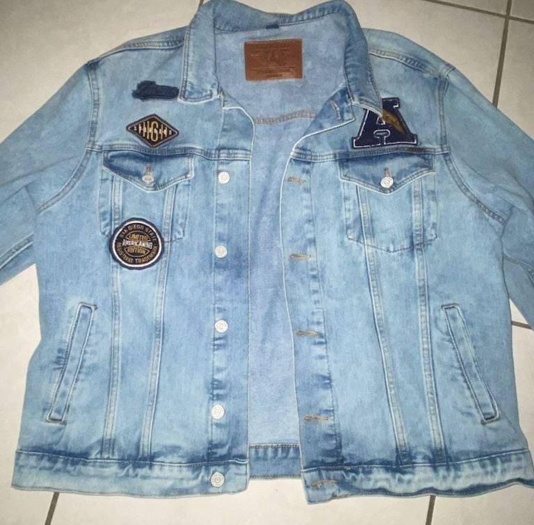 Americanino Limited Edition Light Wash Denim Jacket with Patches