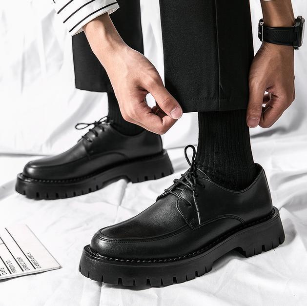 Men’s Shiny Leather Platform Dress Lace Up Business Wedding Shoes Fashion Party