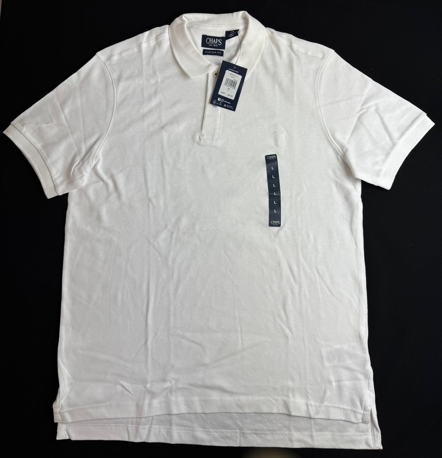 CHAPS Natural Stretch Polo Shirt in WHITE in Size LARGE *NWT*