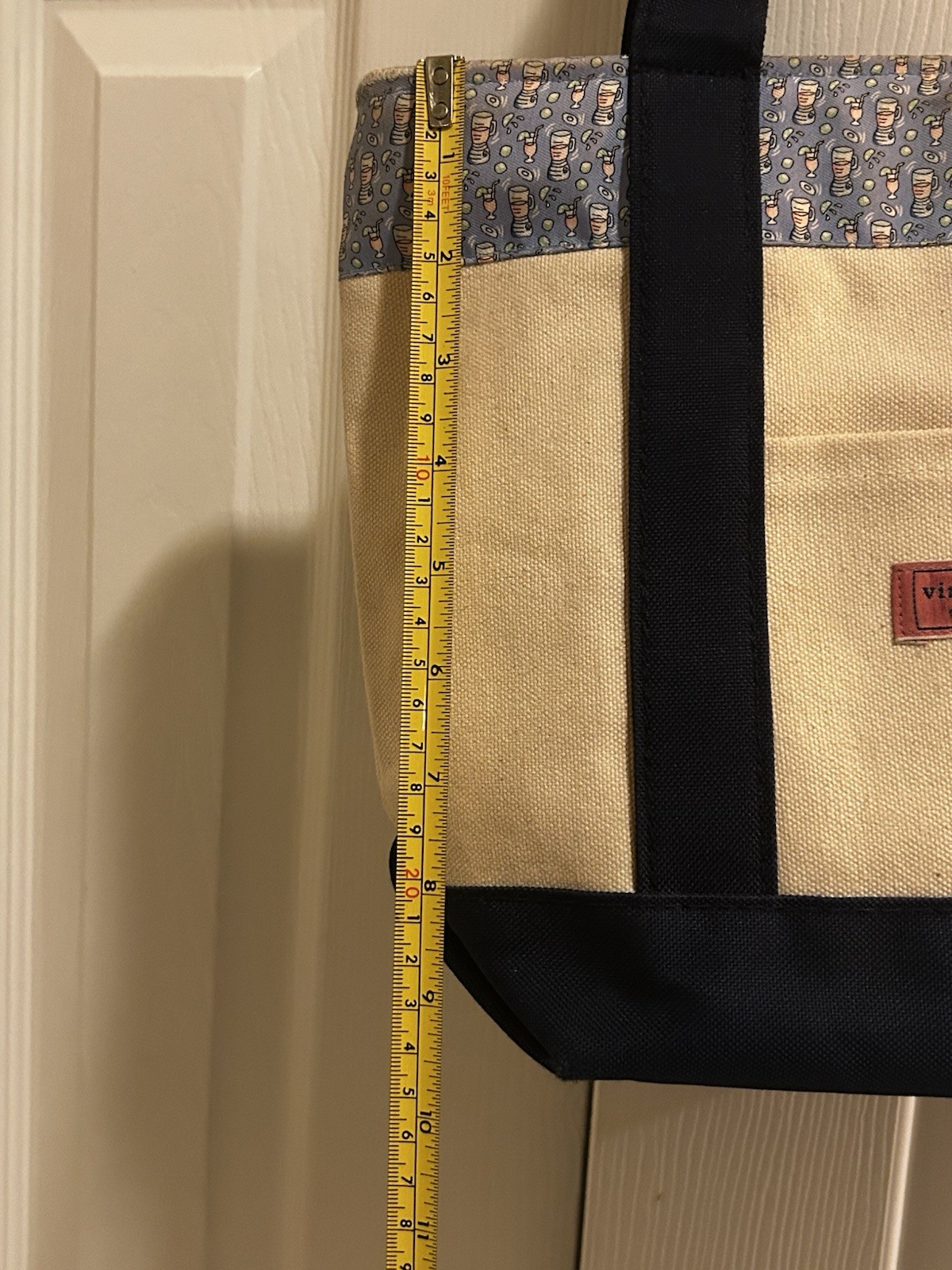 Vineyard Vines Canvas Tote Lined Bag Zippered Inner Pocket