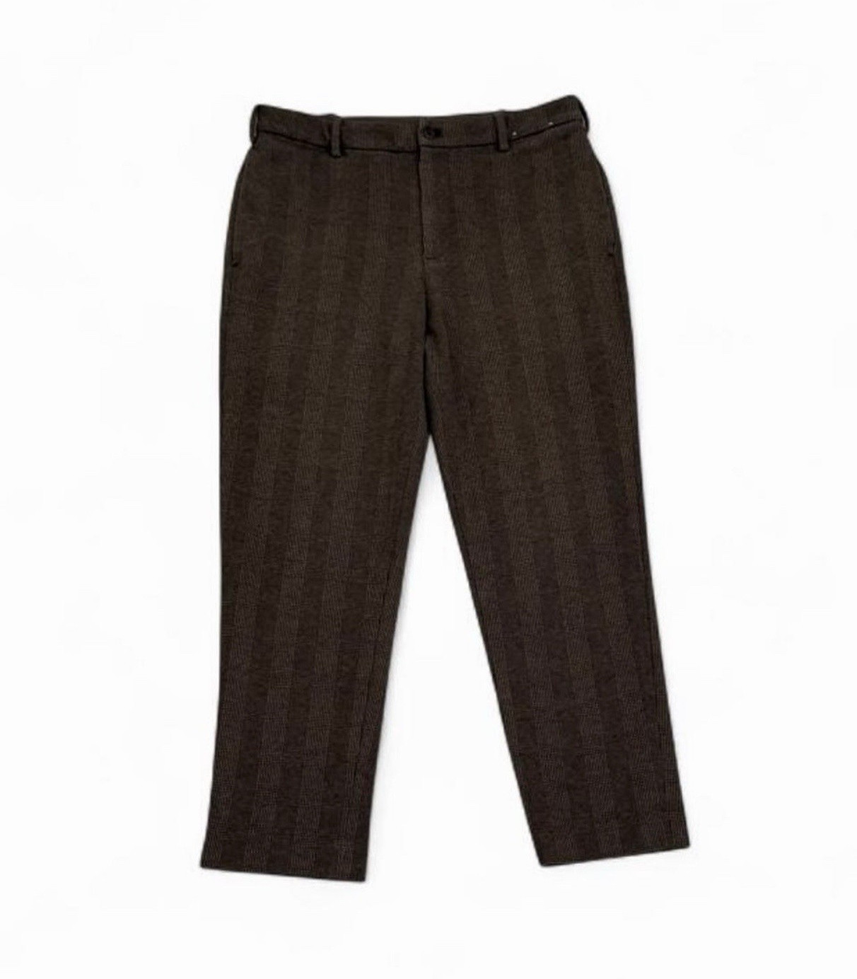 UNIQLO Men’s Slim Fit Dress Pants Brown Plaid Flat Front Pockets W30-33