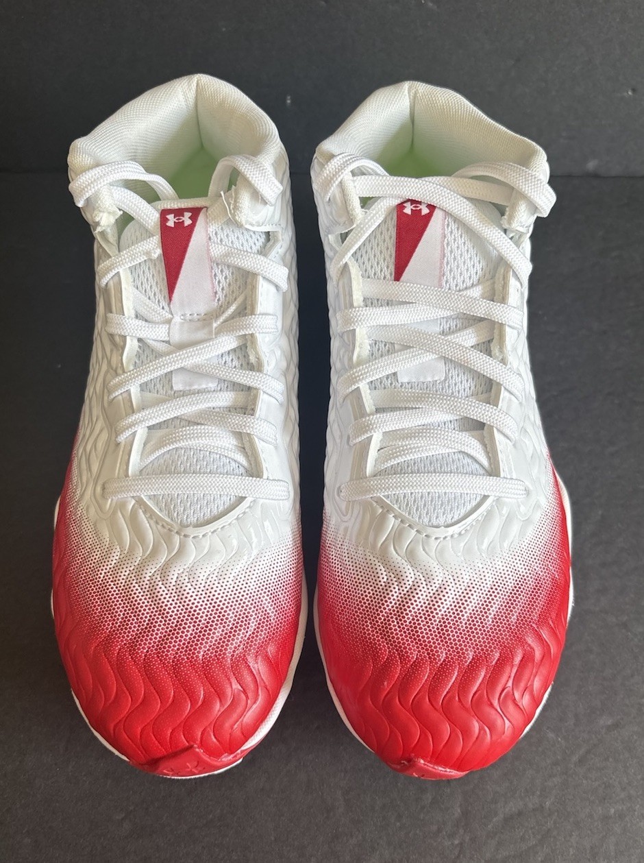 Under Armour Spotlight Hammer 3028224-101 White Red Football Cleats Size 2.5Y