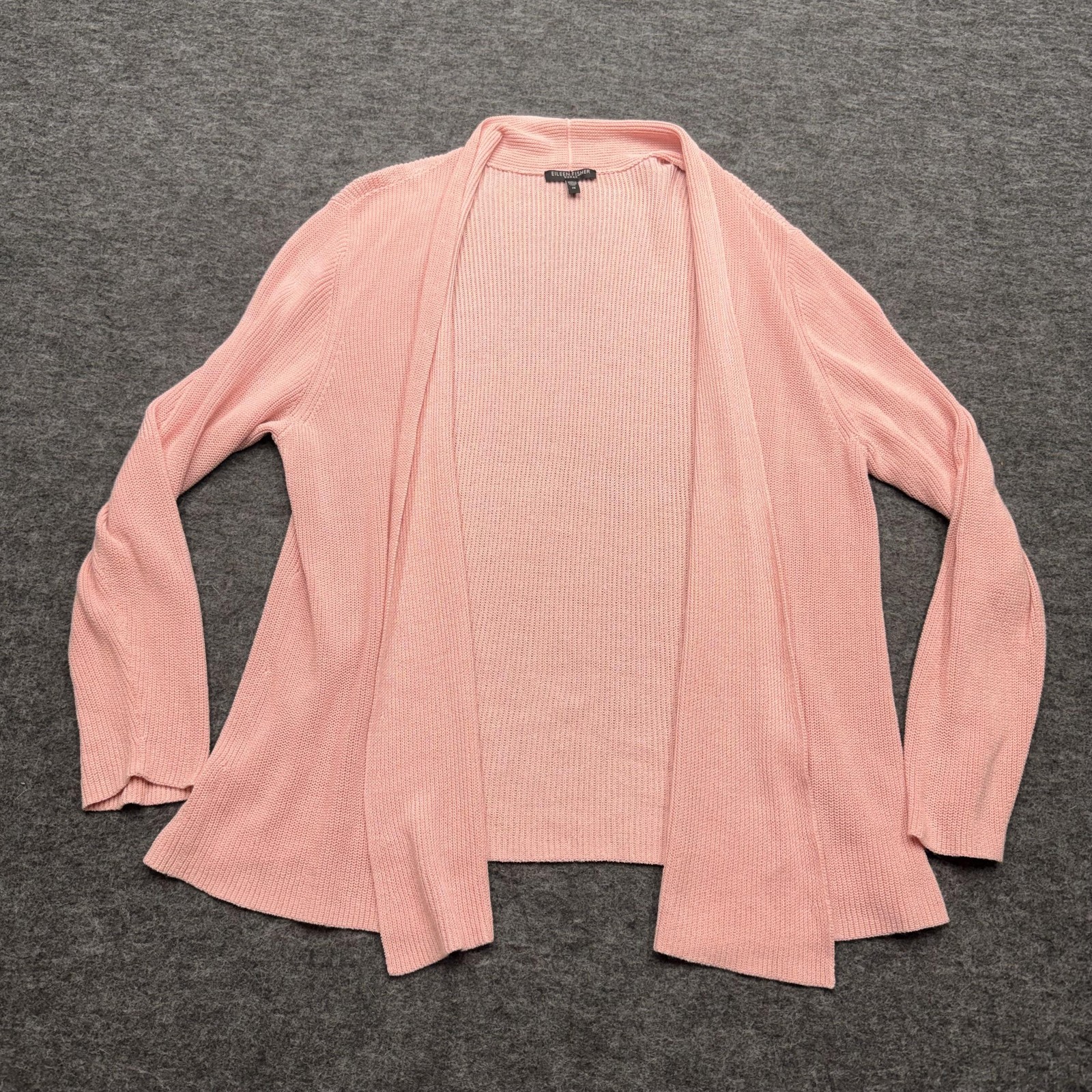 Eileen Fisher Sweater Cardigan Womens 1X Pink Cotton Viscose Silk Open Front