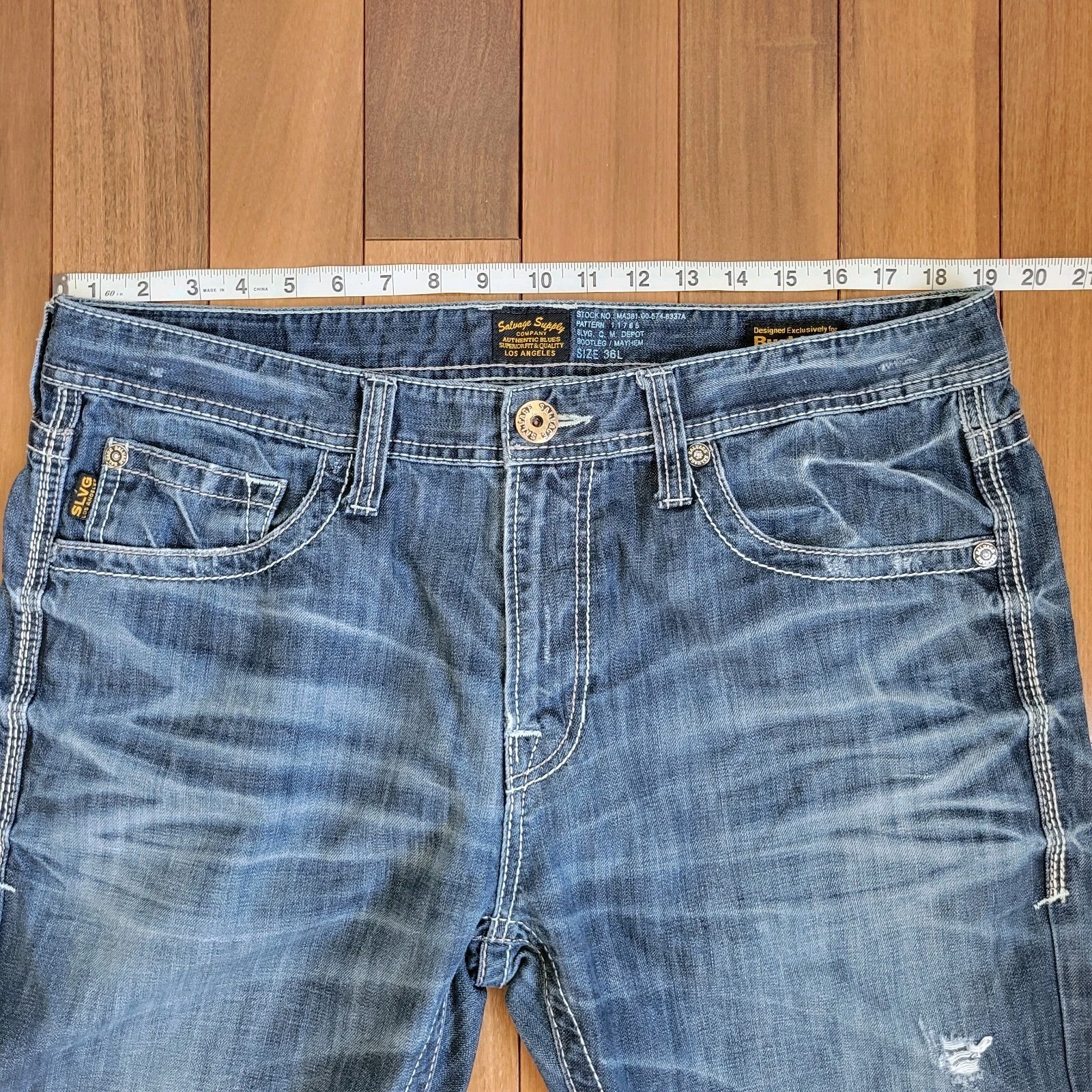 Salvage Supply Company Men’s Mayhem Bootleg Jeans Size 38×33 Western Distressed