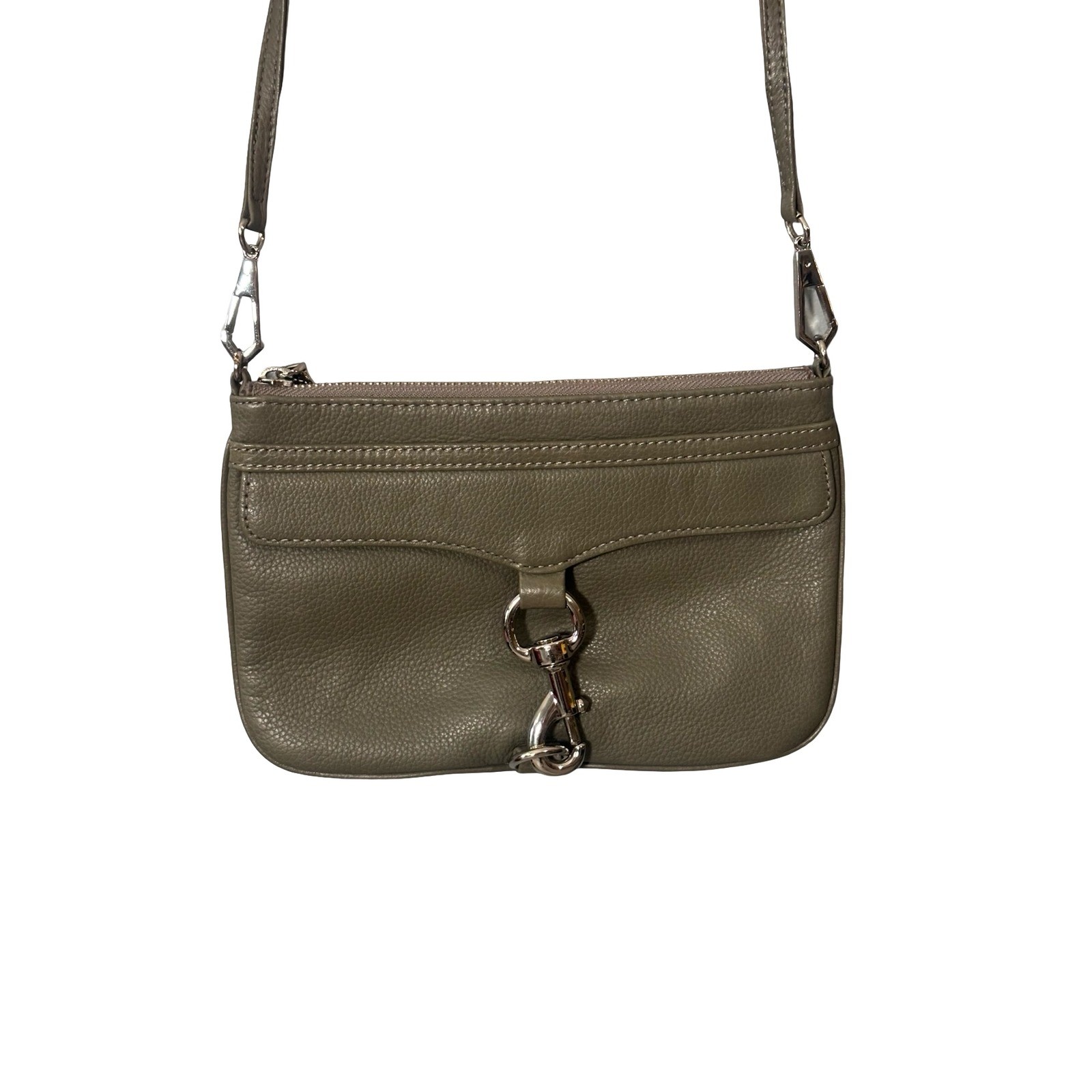 Rebecca Minkoff Mini MAC Crossbody Bag Gray Taupe Pebbled Leather Small Purse