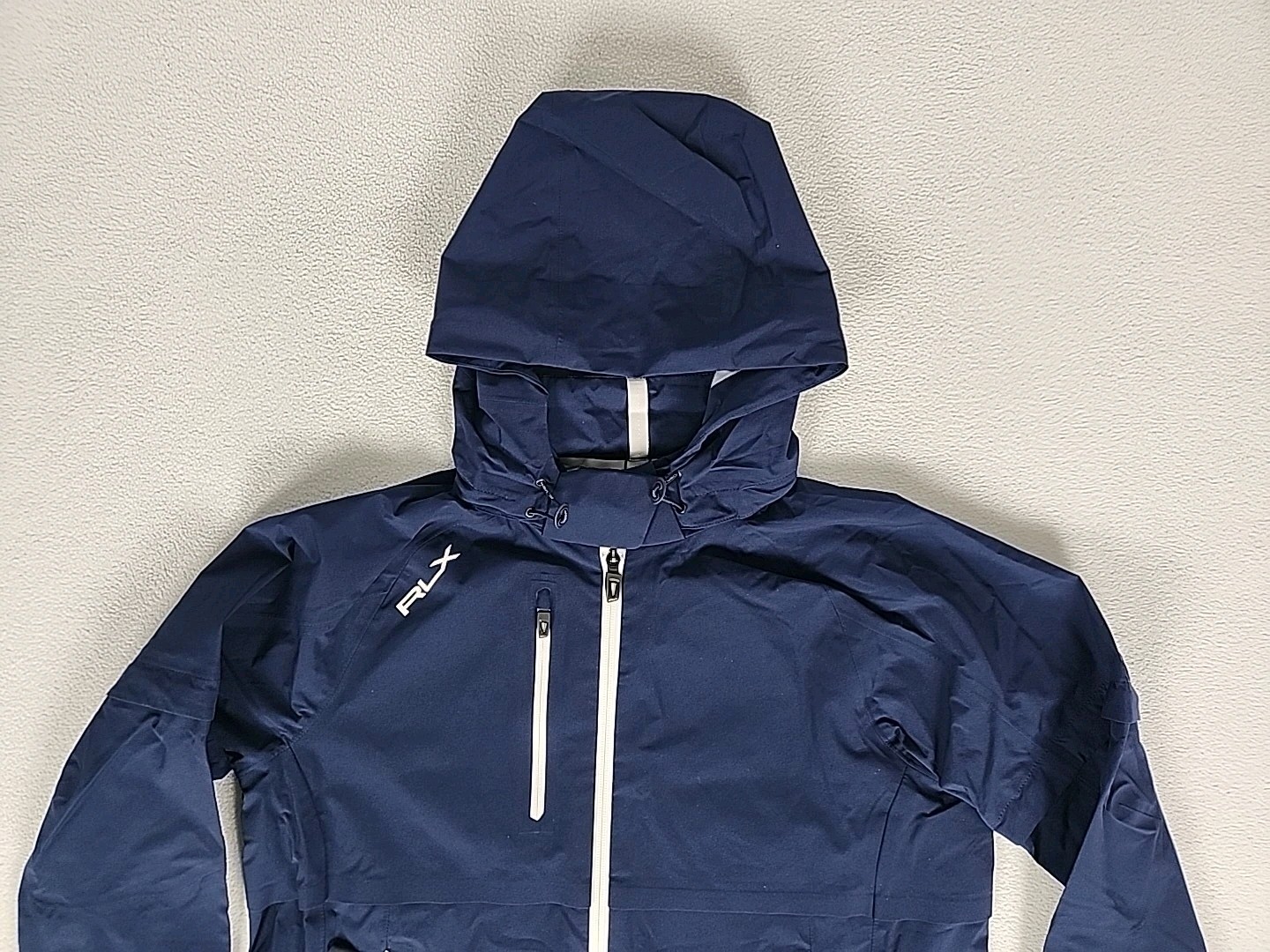 Ralph Lauren RLX Waterproof Hooded Golf Jacket Women’s M Navy Blue Raglan $398-
