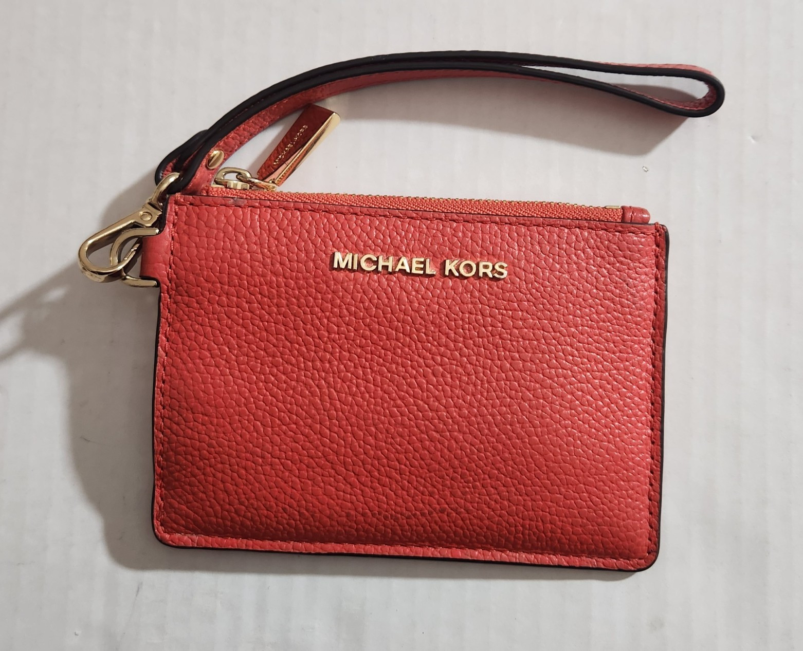 Michael Kors Red Zip Wristlet Wallet w/ Card Slots, ID Window & Keyring