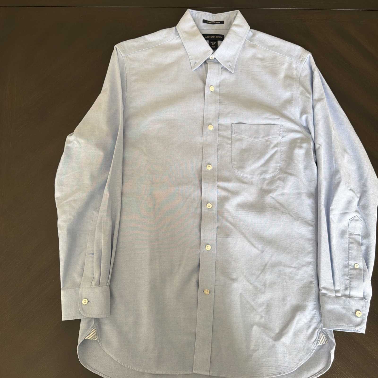Lands’ End Men’s Supima Cotton Blue Oxford Size 15 1/2 x 32 Slim Fit