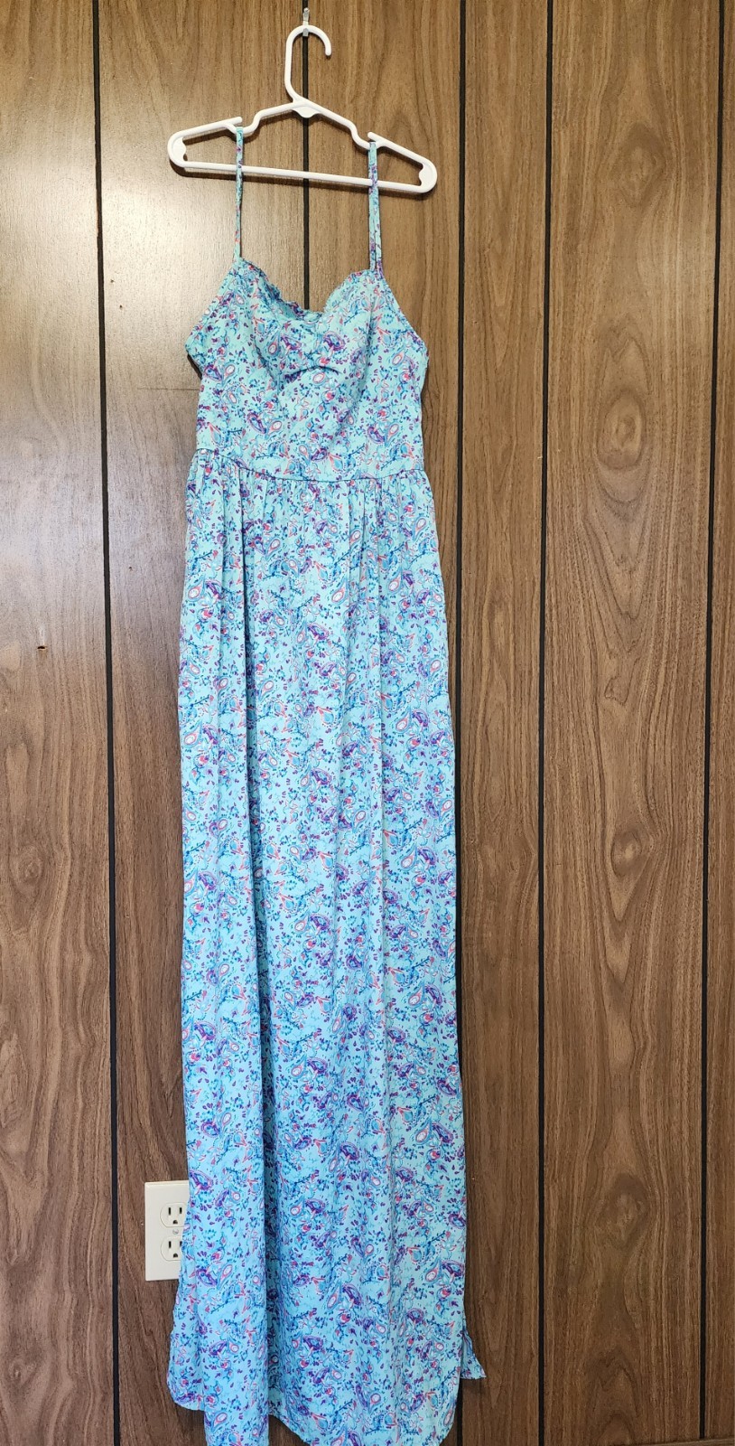 AriZona Jean Co. Blue Floral Maxi Dress Sleeveless Strappy Tie Back Size S