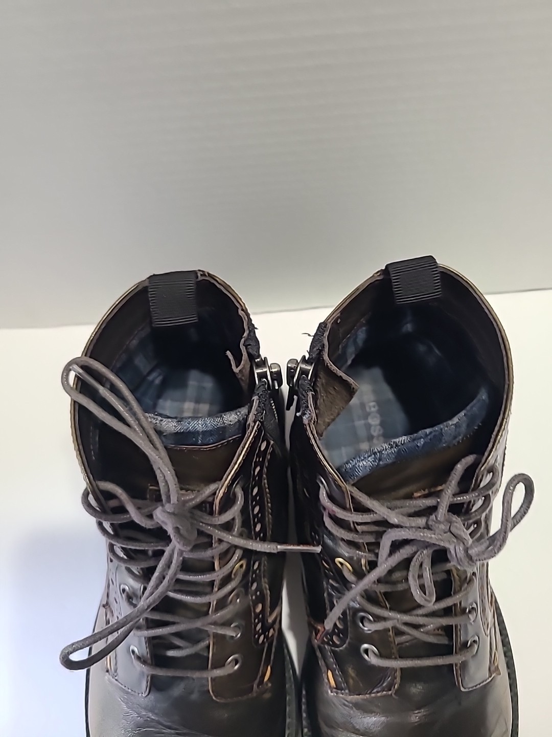 Boss Orange Ankle Boots Chuka 45 US Lace up And Zipper Brown