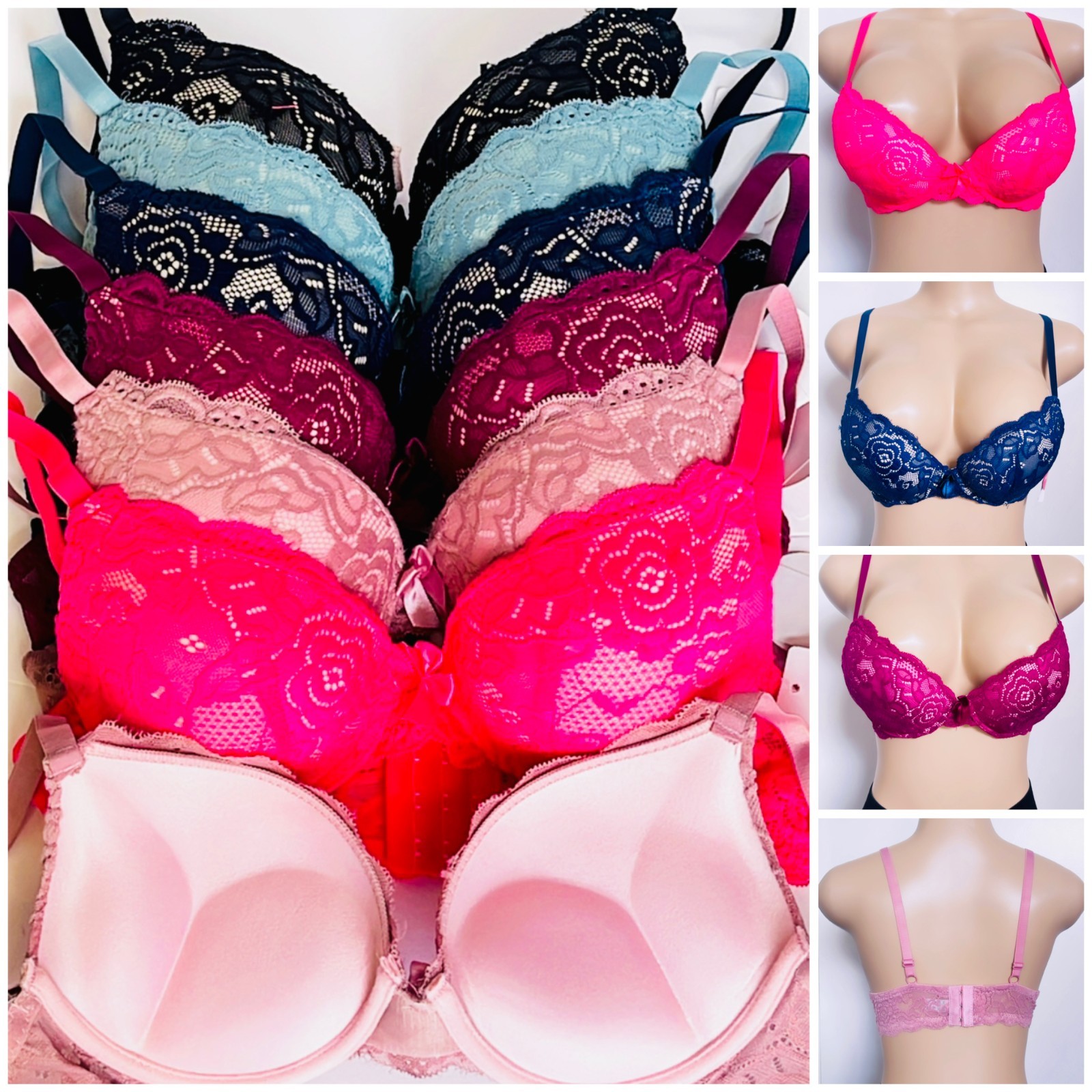EXTREME DOUBLE PUSH UP Add 2 Cup Sizes Push Up Bra Padded FREE RETURN 1,3 or 6pc