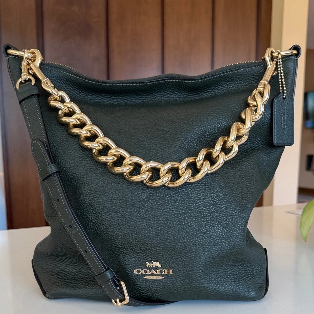 COACH Legacy Green Pebbled Leather Abby Hobo Bag Leather Strap