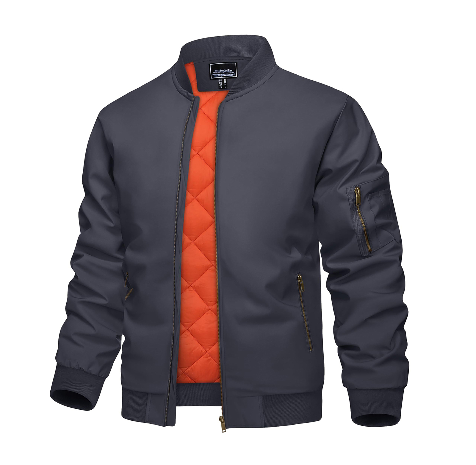 Mens Casual Windproof Bomber Jacket Full Zip Windbreaker Warm Winter Padded Coat