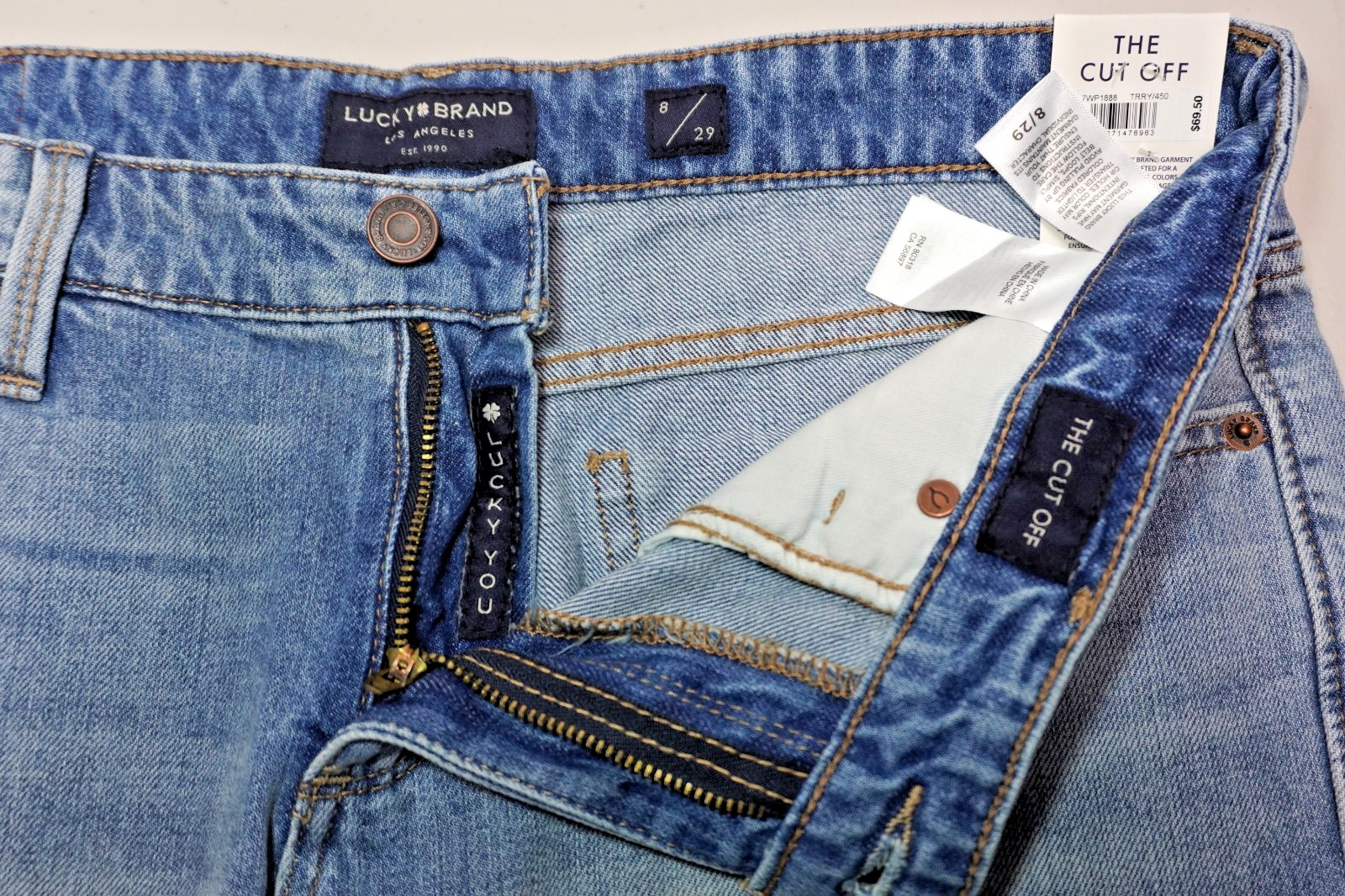 Lucky Brand Denim Cut Off Shorts Light Wash Frayed Hem Mid Rise Casual
