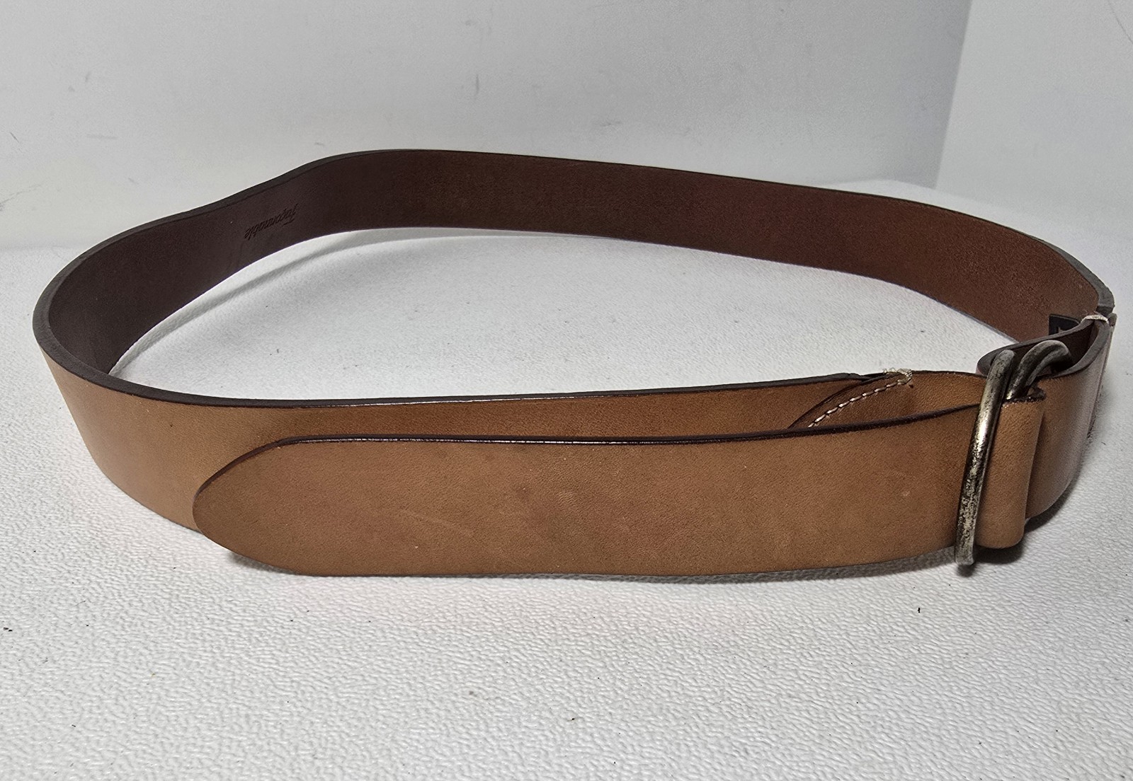 Faconnable Calf Leather Belt Brown 100cm/40 in Ant Silverplate Buckle Made Italy