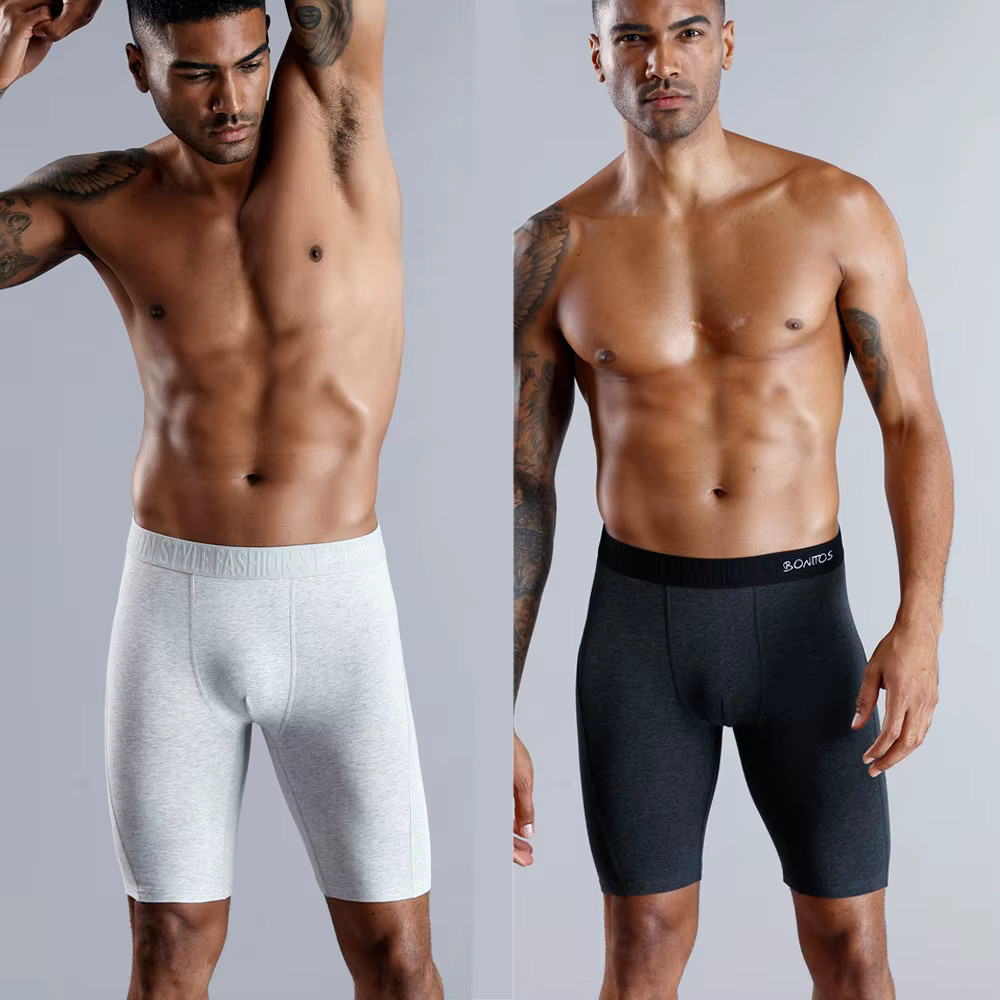 Men’s Long Leg Cotton Boxer Shorts Soft Stretch Breathable Premium Underwear