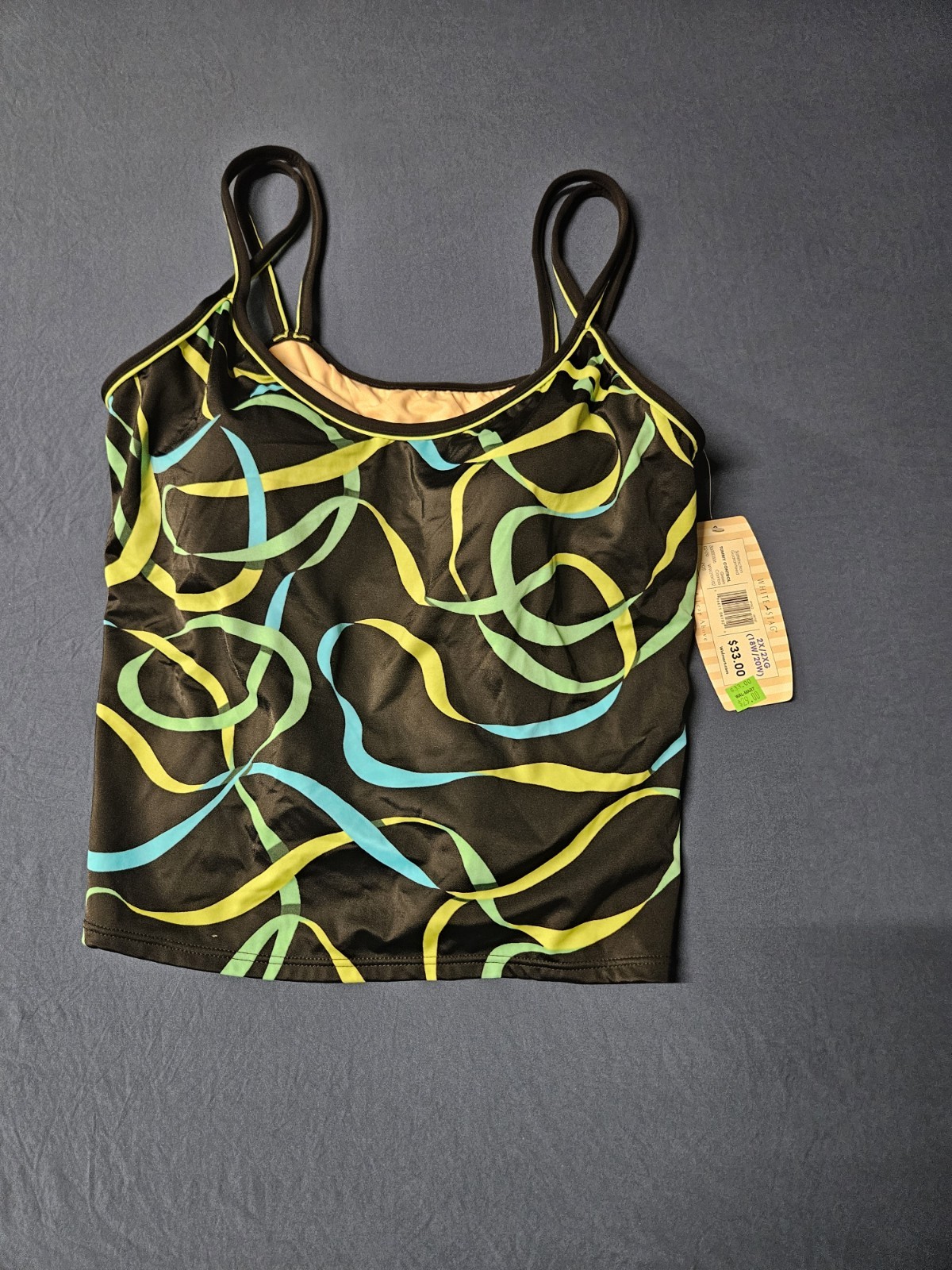 White Stag Plus 2X/2XG (18W/20W) Tummy Control Tankini Swim Top Abstract