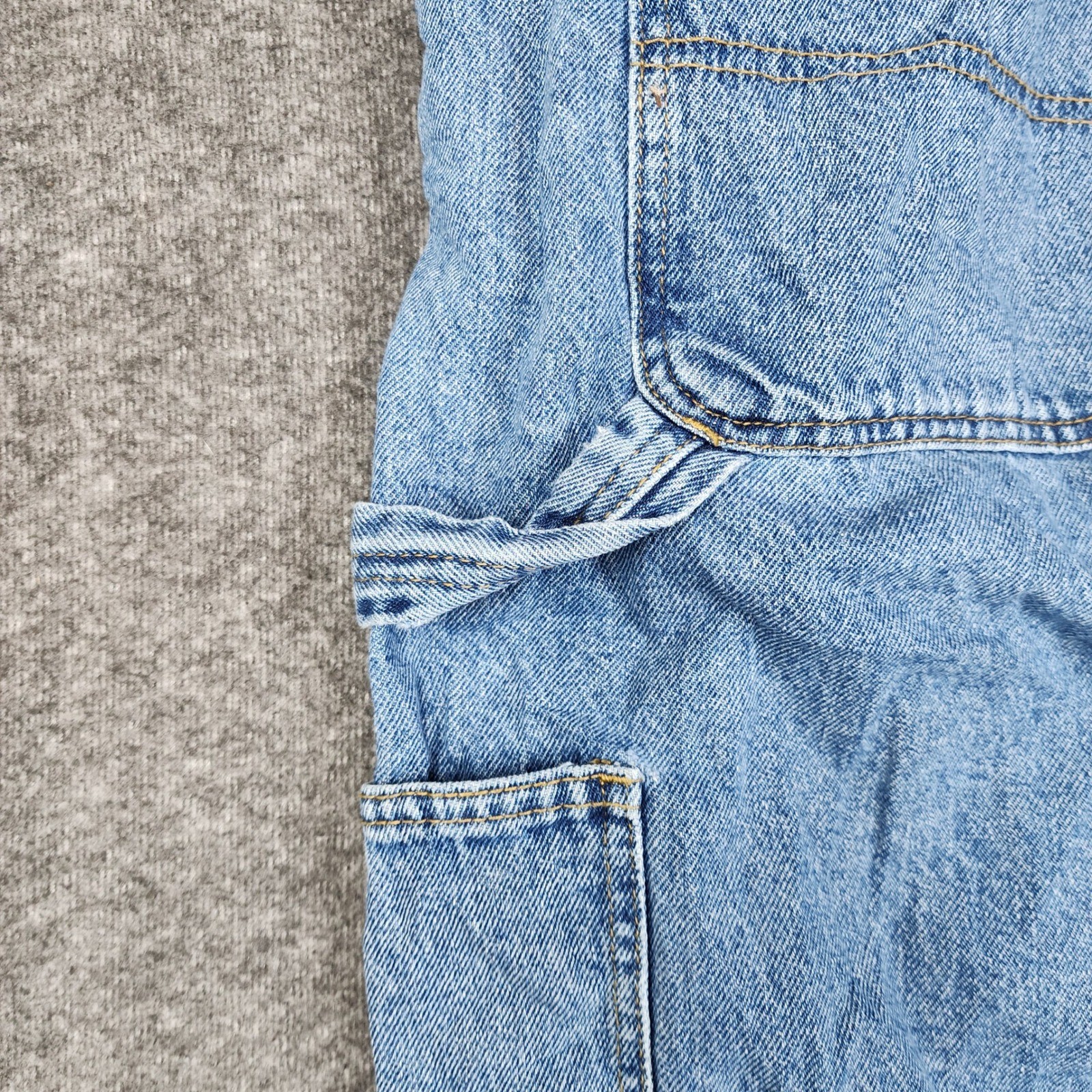 RocXL Carpenter Jeans Mens 52×32 Light Wash Blue Denim Utility Work Pants