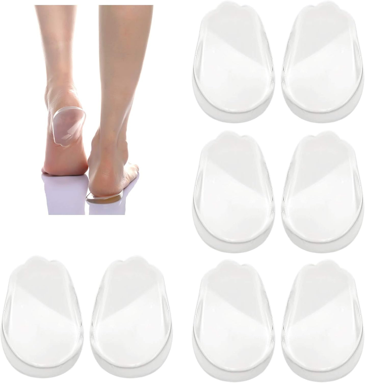 4 Pairs Orthopedic Insoles for Men and Women, Medial & Lateral Heel Wedge Silico