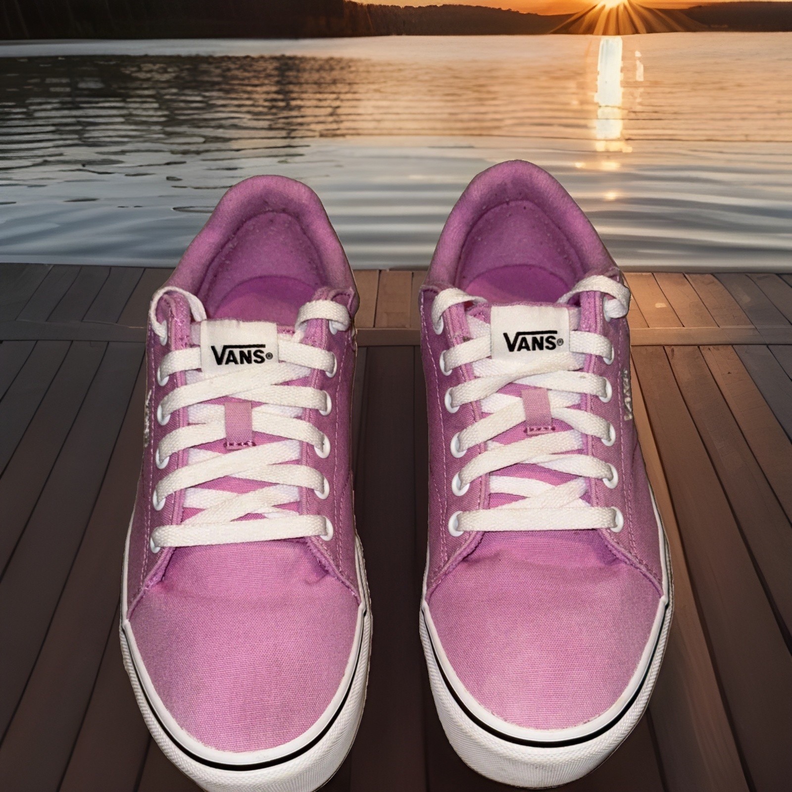 Vans Seldan Platform Honeysuckle Pink Canvas Low Top Skate Shoes Sneakers Size 8